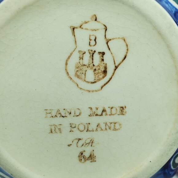 Polish Pottery Peacock Eyes Small Fluted Bowls Brown Eyed Peacock Trinket Dishes - Picture 5 of 8